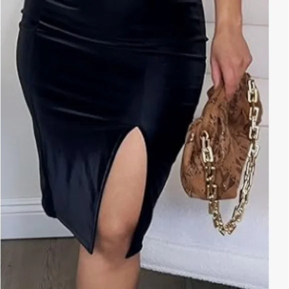 Black Shapewear Slip Dress with Contouring Fit - Picture 2 of 6